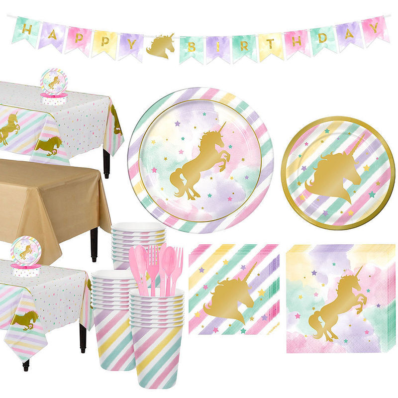 Spot Birthday Bronzing Unicorn Party PE Tablecloth Dining Cloth Disposable Party Set Tablecloth Decorative Props
