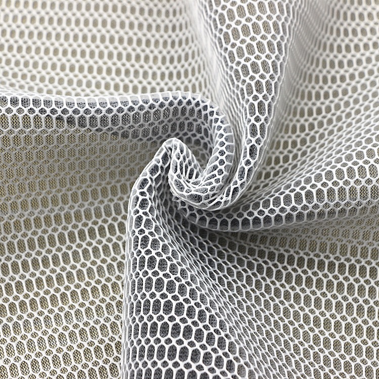色织网眼布鞋材箱包椅子面料针织经编蜂巢透气提花3D三明治网眼布