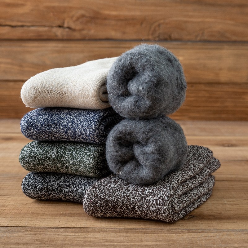 Socks Men's Thickened Warm Socks Plus Velvet Mid-Calf Men's Socks Winter Snow Boots Socks Sweat-Absorbent Wool Cotton Towel Socks Wholesale