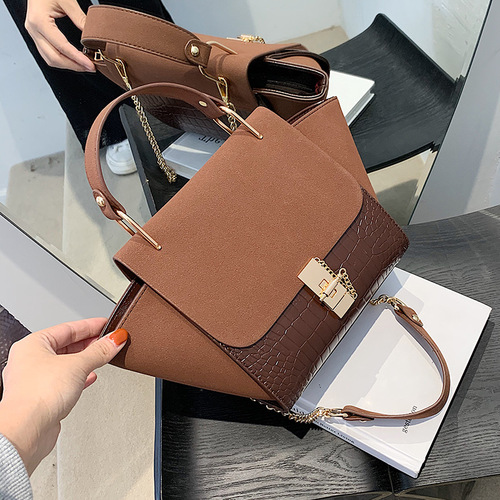  spring and summer new frosted women's small bag European and American chain crossbody bag portable retro simple wing women's bag