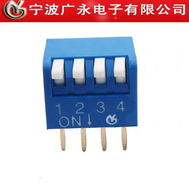 现货供应广永牌4P侧拨键琴拨码开关4位  DIP开关 蓝色