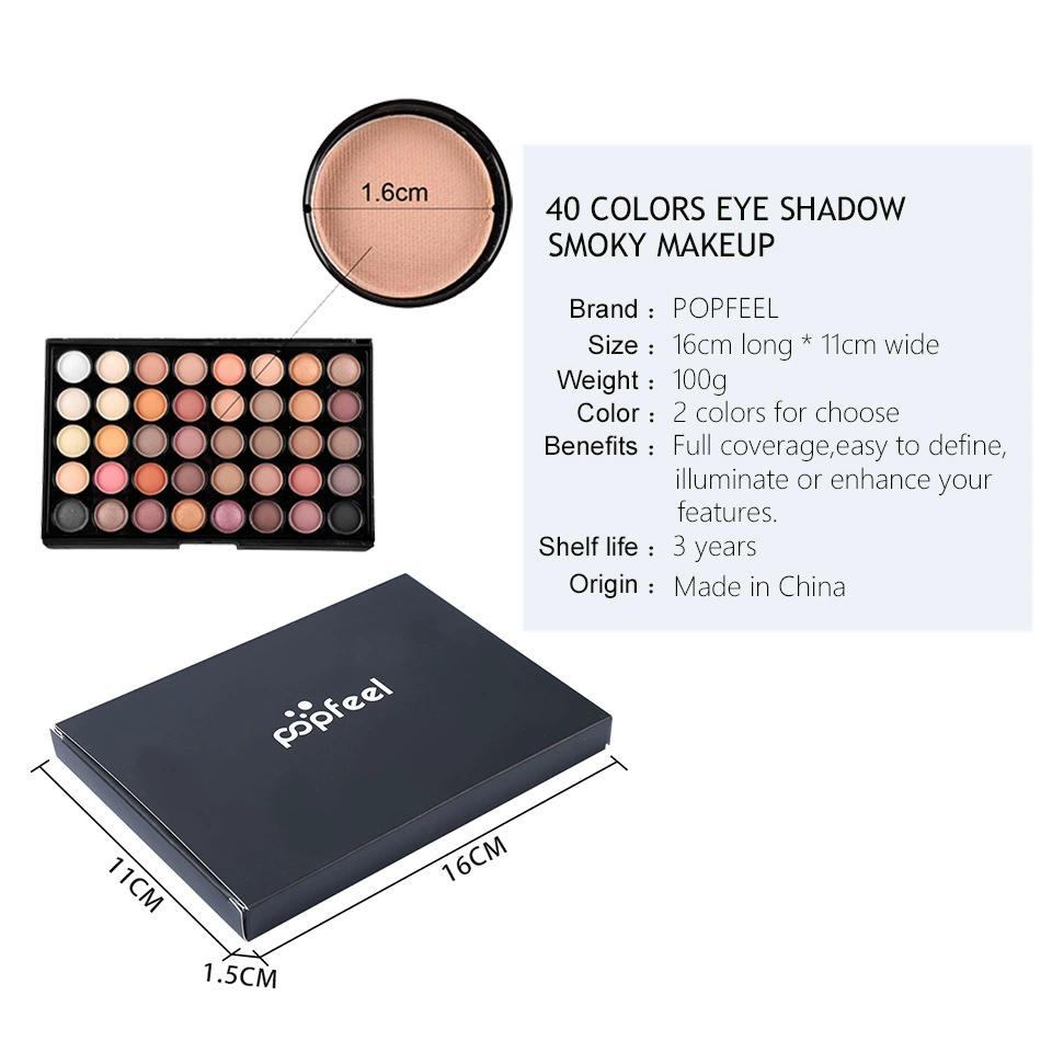 Eyeshadow Palette POPFEEL 40-color, pearl & matte finishes, earth or candy tones