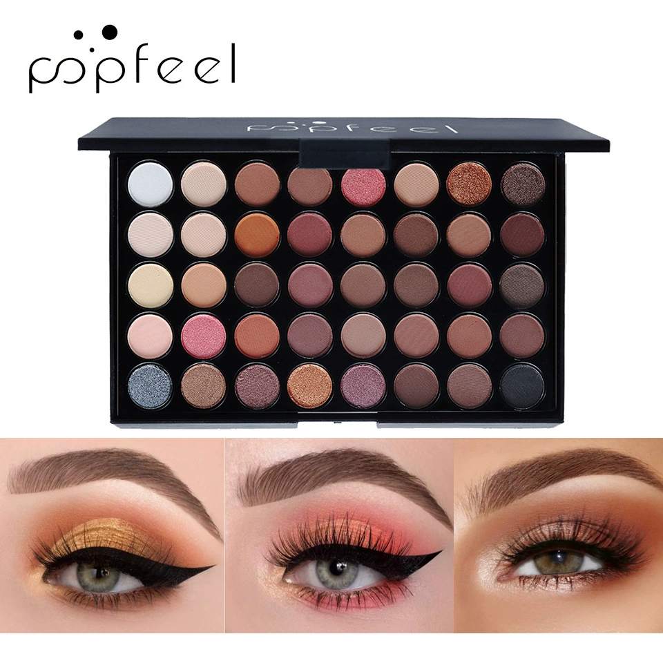 Eyeshadow Palette POPFEEL 40-color, pearl & matte finishes, earth or candy tones