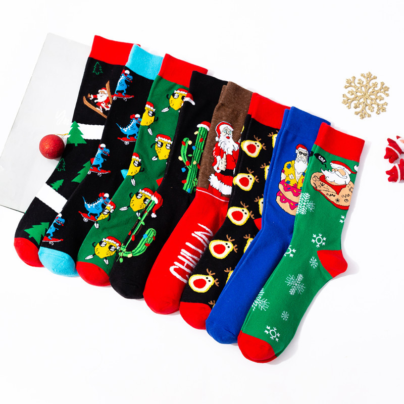 Calcetines de Navidad divertidos Santa Claus personalidad alta-top calcetines de los hombres de moda calcetines de Halloween