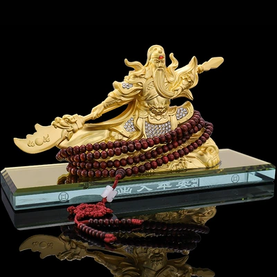 God of War Guan Gong: Car ornaments - golden-tiger-guan-gong-108-beads