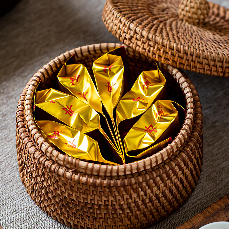 藤编普洱茶盒 普洱茶357克双饼七子桶创意创意包装盒零食茶点盒