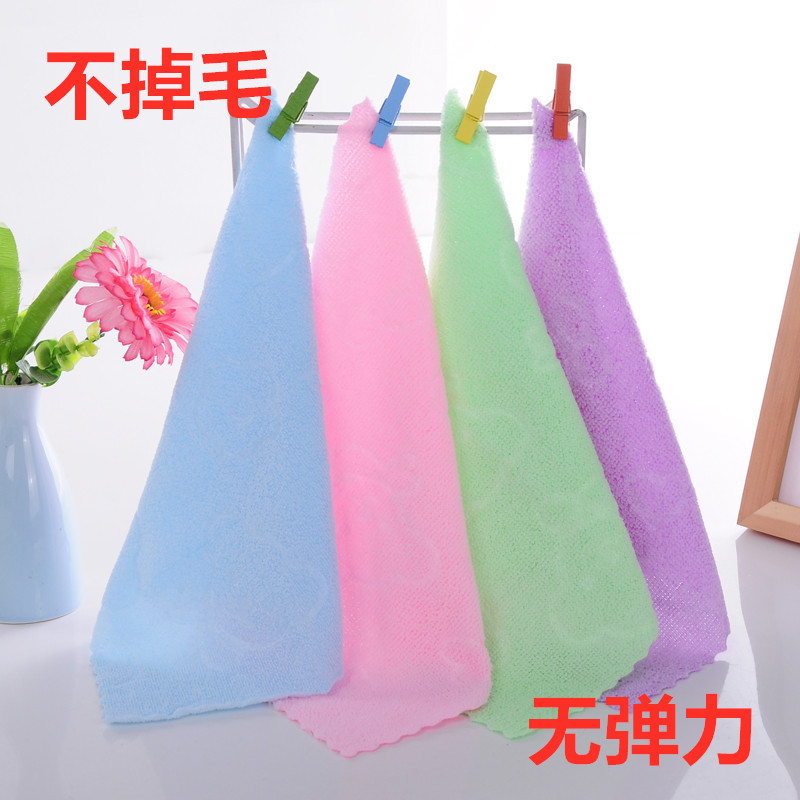 超细纤维压花小毛巾 礼品 方巾不掉毛无弹力花边儿童口水巾