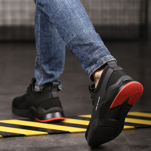 Cross-border labor protection shoes for men, anti-smash and puncture-resistant, breathable steel toe-cap safety shoes, wear-resistant, soft-soled work protective shoes, large size