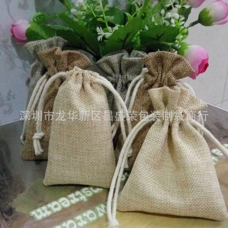 厂家麻布袋 抽绳束口麻布袋 帆布袋 束口小麻布袋 logo