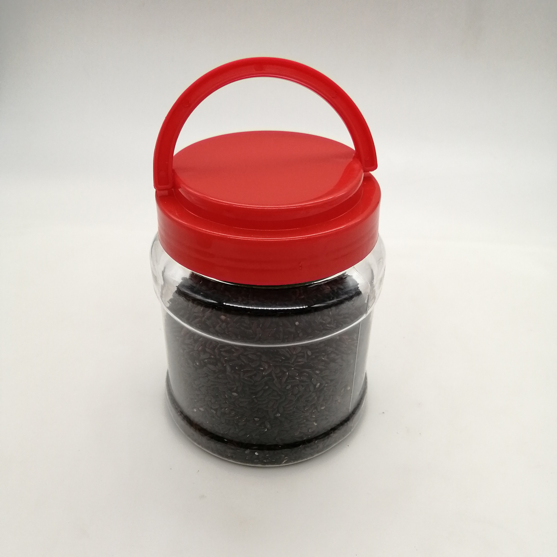 透明塑料950ML圆形铝箔封口塑料瓶PET广口带提手糖果炒货包装罐