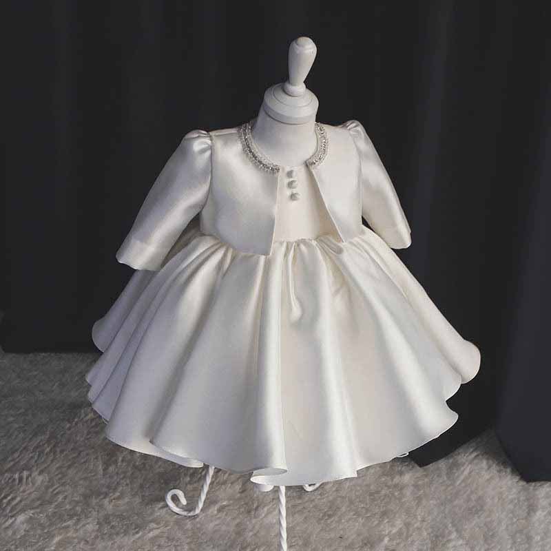 Robe de bébé d'un an robe d'anniversaire blanche pour filles robe de fleur pour enfants robe de performance de piano pour enfants robe de princesse pour enfants