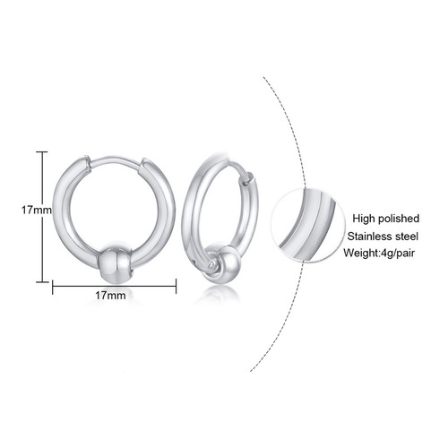 Stall Supply Small Goods Rustless Steel Beads Earrings Black Silver Gold Simple Men's Earrings EH-255