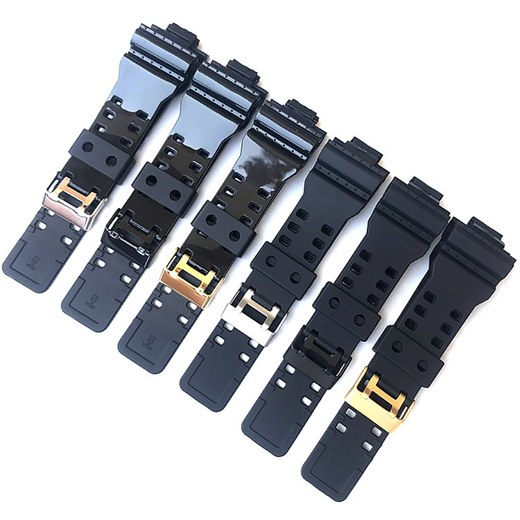 [代用西欧g-shock GA-110/100/120/GD-120黑武士黑金橡胶表带16mm]