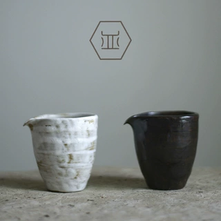 粗陶手拙公道杯 功夫茶具套装分茶器印制 禅意复古陶瓷均杯茶海