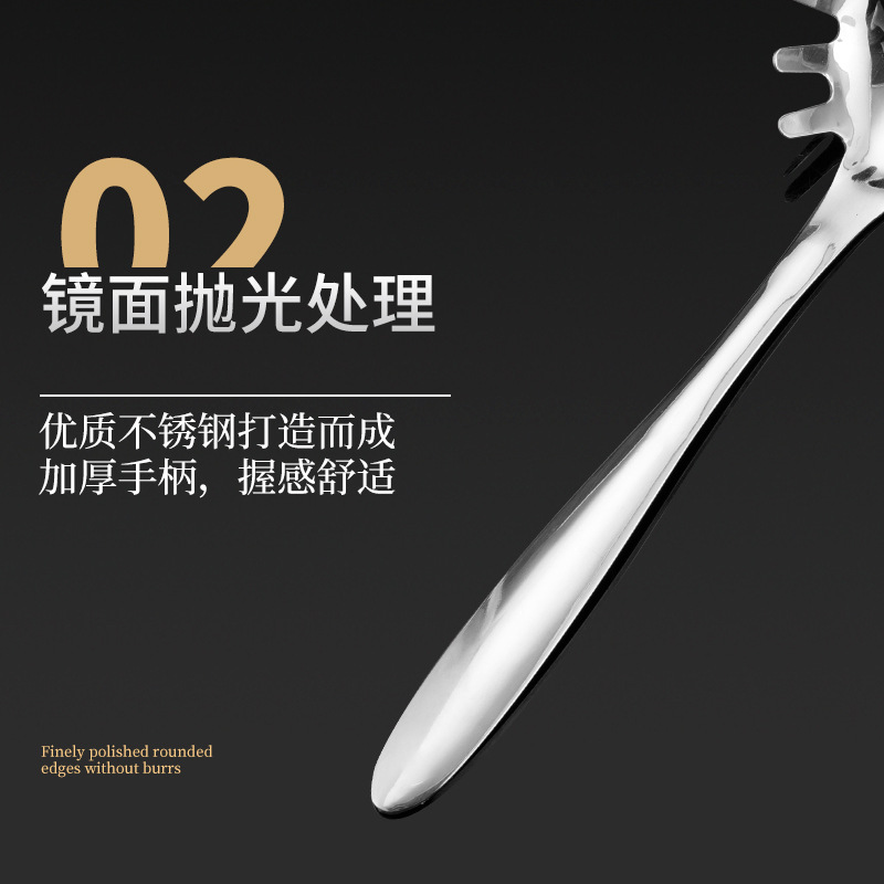 Grado alimenticio 304 Acero inoxidable espagueti cuchara hogar cocina pasta cuchara colador fideos garra cuchara comercial hielo