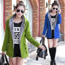 2026加绒加厚连帽卫衣女秋冬装新款韩版中长款毛内胆外套开衫