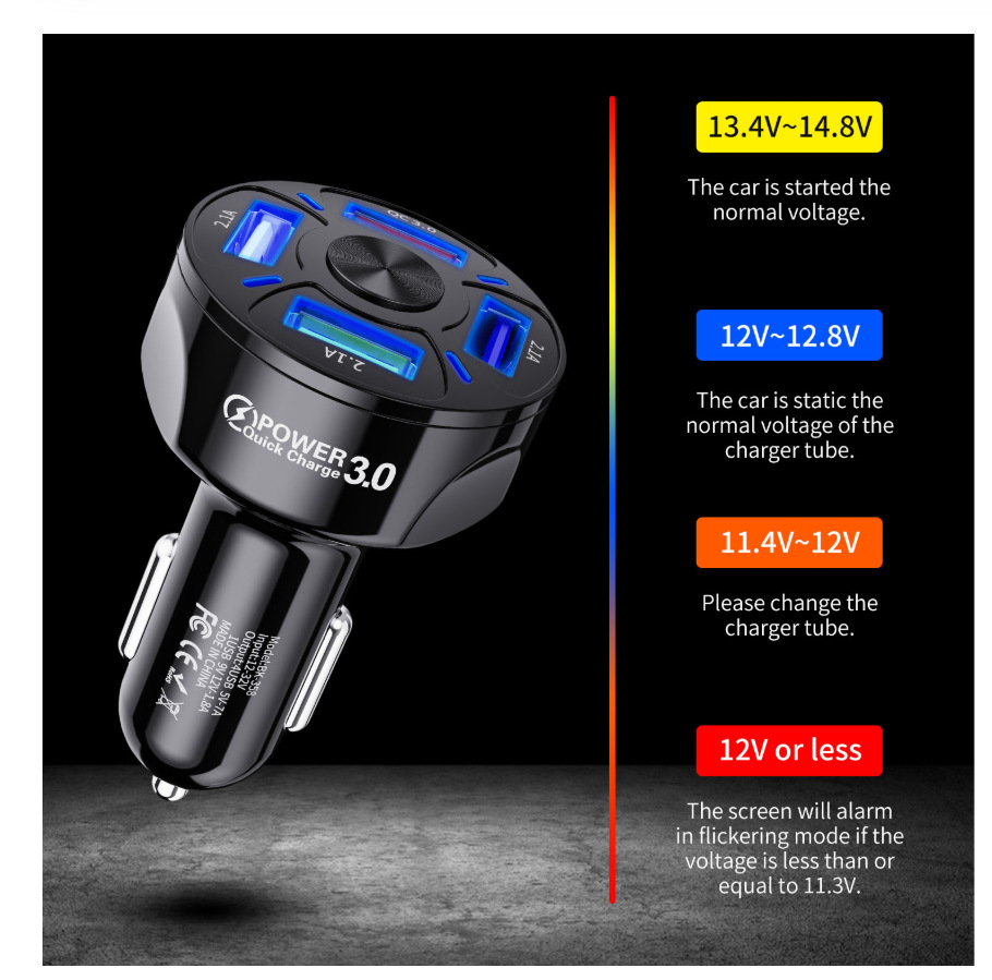 qc3.0快充車載充電器QC 3.0 汽車手機充電器 4usb車充 3.1A一拖四