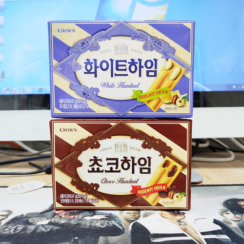 Imported Snack Biscuits Crispy Chocolate Hazelnut Wafer Sandwich Crisp Korean Snacks 47g Wholesale