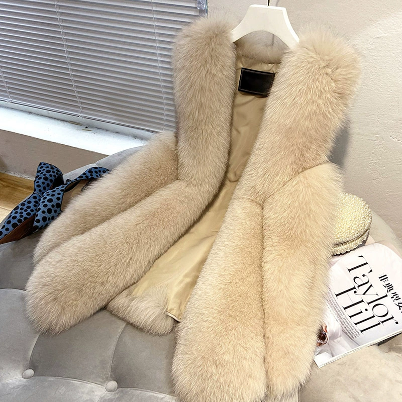 Женский жилет из искусственного меха лисы Xiyin, осенне-зимняя коллекция 2025, европейско-американский стиль, средней длины, с меховыми вставками