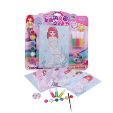 儿童DIY手工制作填色画画创意闪亮画 女孩化妆玩具绘画水彩画套装