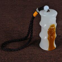 天然新疆和田玉籽料羊脂白玉竹节竹竿手把件 节节高玩件 批发E18