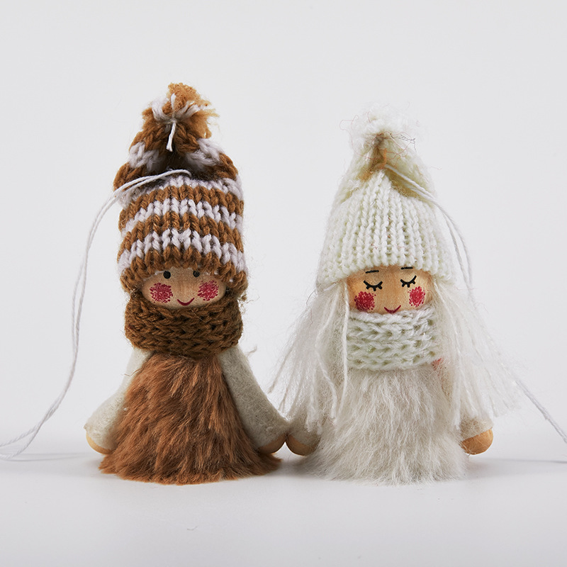 Fieltro colgante niña pequeña ángel viejo muñeca de peluche accesorios árbol de Navidad muñeca de nieve decoración colgante de Navidad