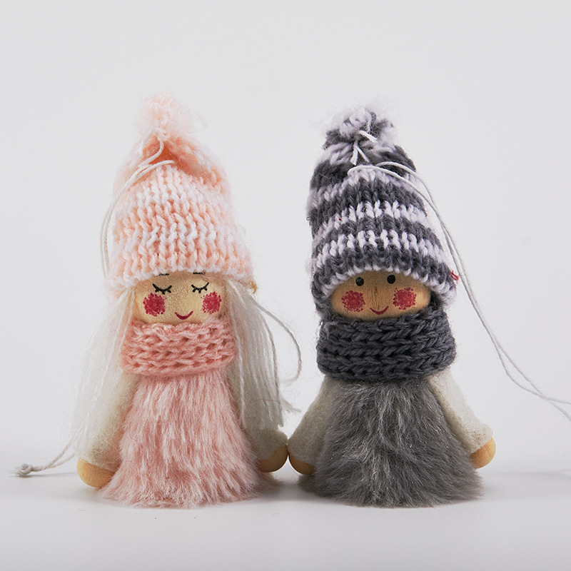 Fieltro colgante niña pequeña ángel viejo muñeca de peluche accesorios árbol de Navidad muñeca de nieve decoración colgante de Navidad