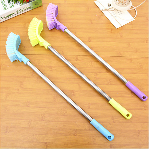 Household stainless steel round handle toilet brush, cleaning ball toilet brush, large toilet brush capacity, round long handle toilet brush, wall hanging