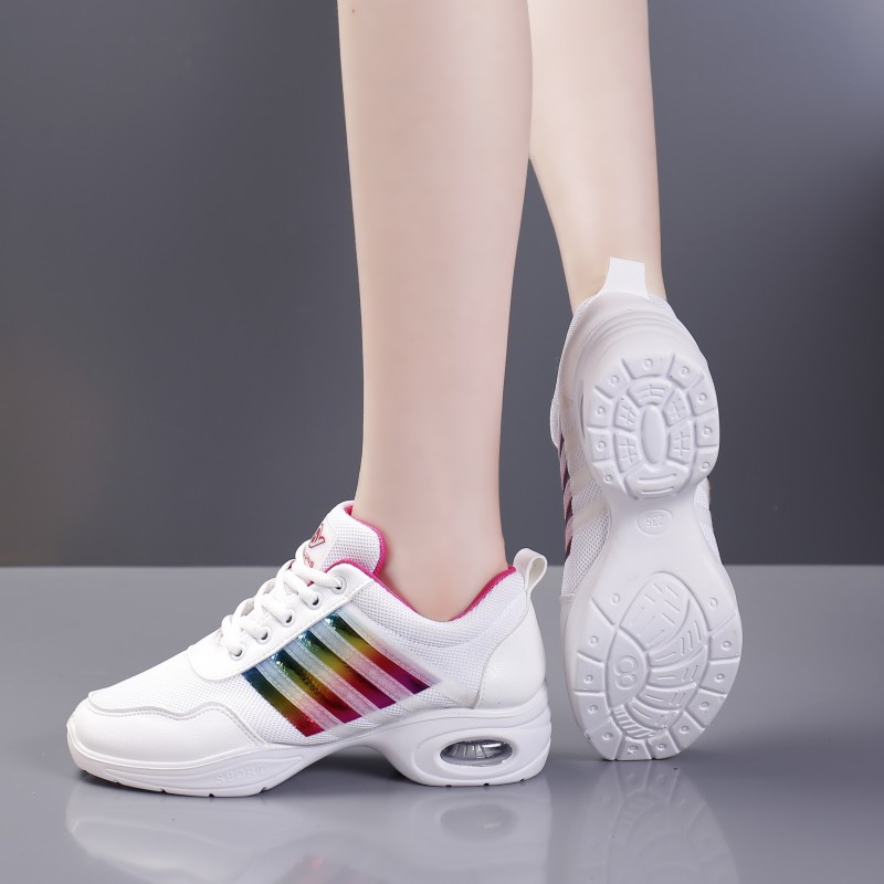 Otoño nuevos zapatos de baile blancos zapatos de baile fantasma Mediados de talón de malla inferior suave zapatos de baile cuadrado deportes zapatos de baile moderno