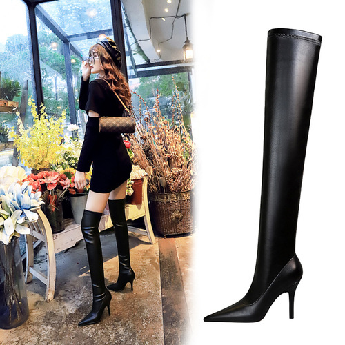 9822-3 European and American style fashion sexy nightclub slim high-heeled pointed toe pedicure slim leg over-the-knee boots for women