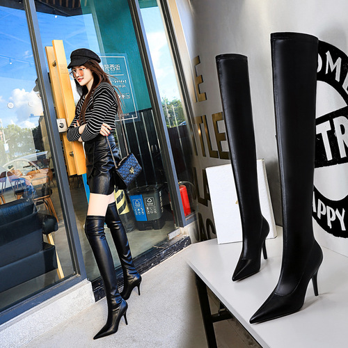 9822-3 European and American style fashion sexy nightclub slim high-heeled pointed toe pedicure slim leg over-the-knee boots for women