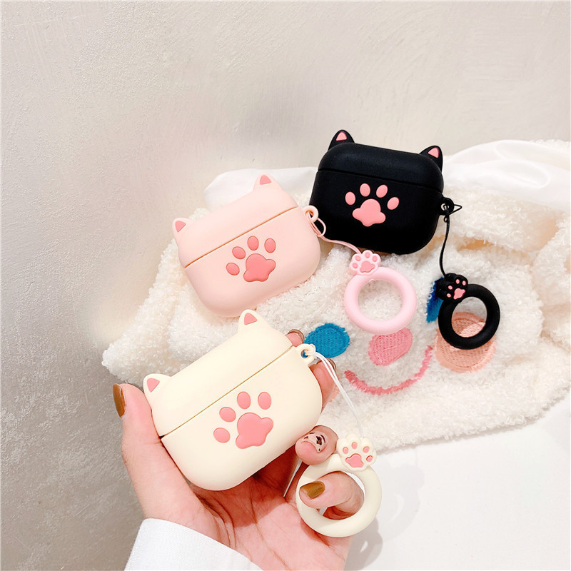 Ins Cute Cat Paw Suitable for AirPods Pro3 Generation Protective Case 4Th Generation Pro2 Generation Apple Bluetooth Earphone Case for Women