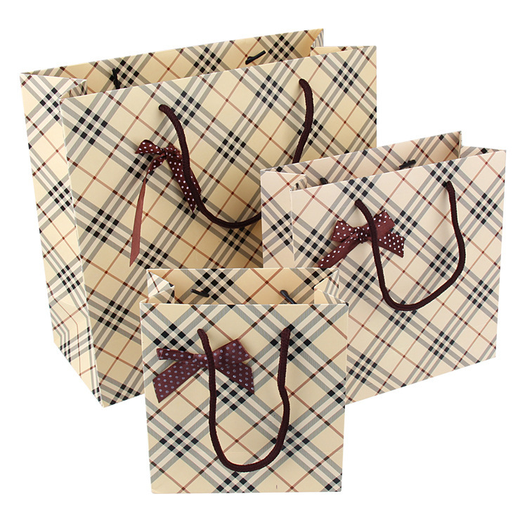 Hand-Held Gift Bag Paper Bag Handbag Gift Packaging Bag Clothing Bag Flesh-Colored Plaid Bag Gift Packaging Hand-Held Gift Bag Paper Bag Handbag Gift Packaging Bag Clothing Bag Flesh-Colored Plaid Bag Gift Packaging