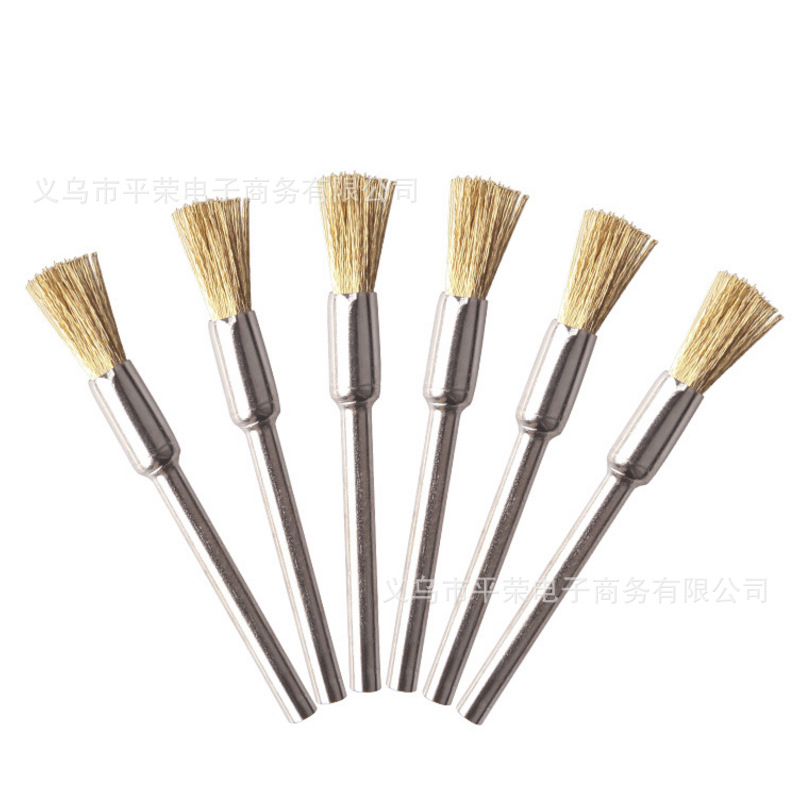 Cepillo de alambre de cobre transfronterizo de 36 piezas Rueda de eliminación de óxido de metal con vástago Rueda de alambre de acero Rueda de alambre de cobre plana Cepillo de pulido en forma de T