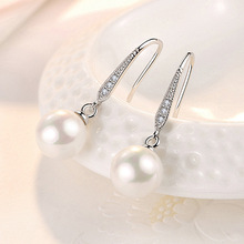 S925纯银珍珠耳环女式珍珠耳坠长款