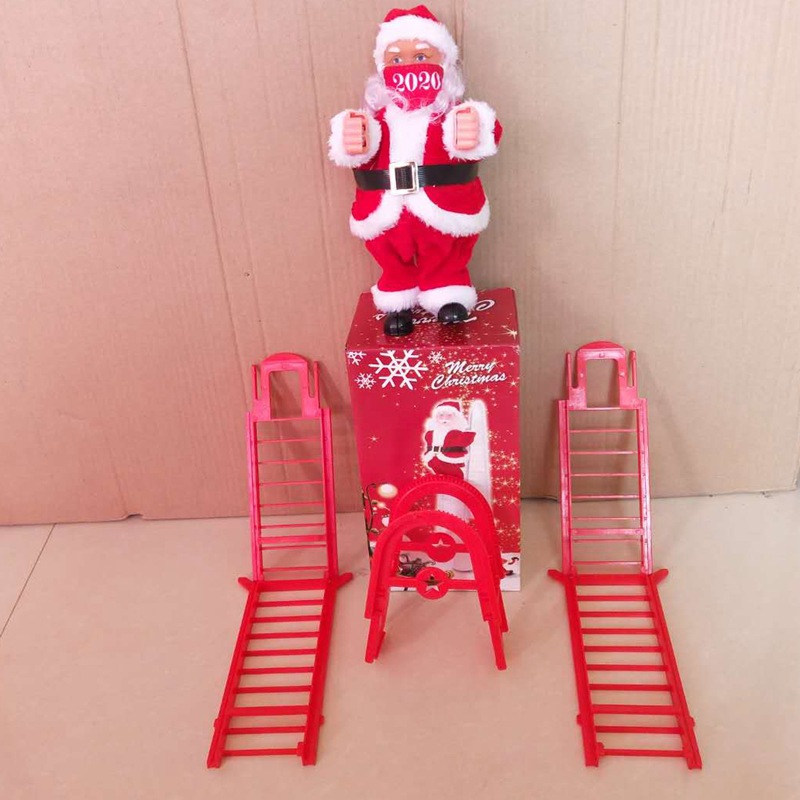 Escalera roja máscara eléctrica Santa Claus juguetes para niños Navidad inicio ventana decoraciones ventas directas de la fábrica