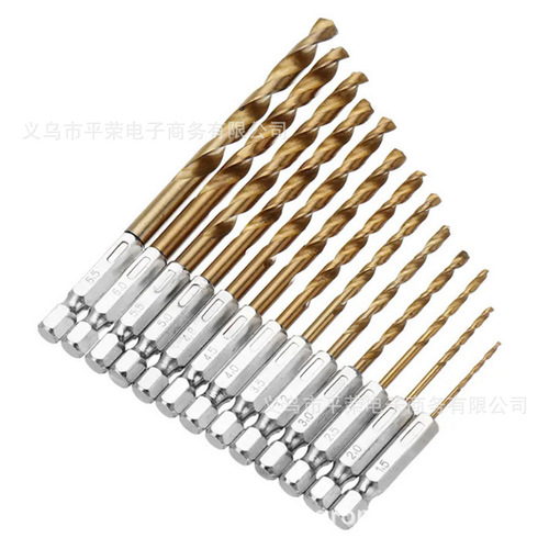 13 sets of hexagonal handle high-speed steel twist drill bits, titanium-plated hexagonal screws, wind-driven twist drill bits wholesale
