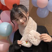 围巾韩版披肩女秋冬季日系仿獭兔毛皮草圣诞纯色围脖加厚保暖毛领