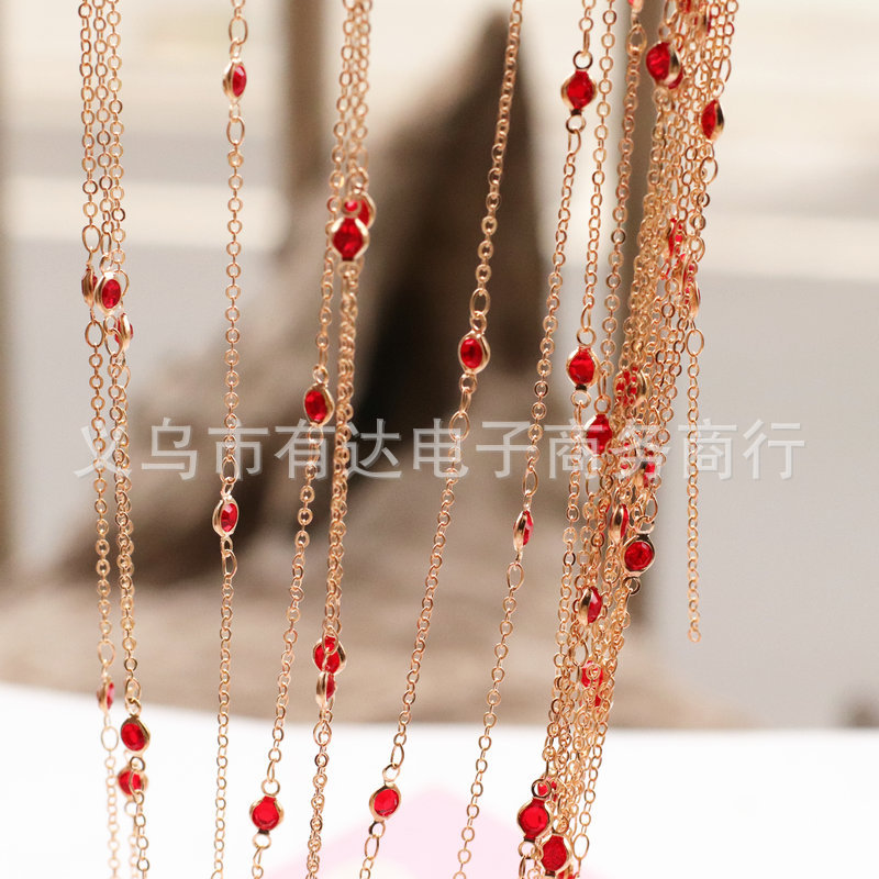 Copper gold-plated necklace with zircon with tassels