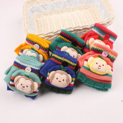 Baby finger warm winter and autumn foldable gloves for children aged 0-3, suitable for boys and girls, cute kids' winter gloves
