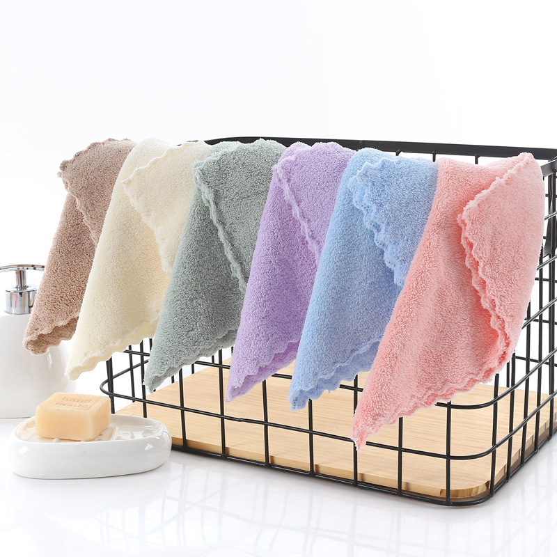 30*30 Coral Fleece Hand Towel for Kitchen and Bathroom, Absorbent Square Towel, Hanging Towel, Cleaning Dish Towel, Quick Water Absorption