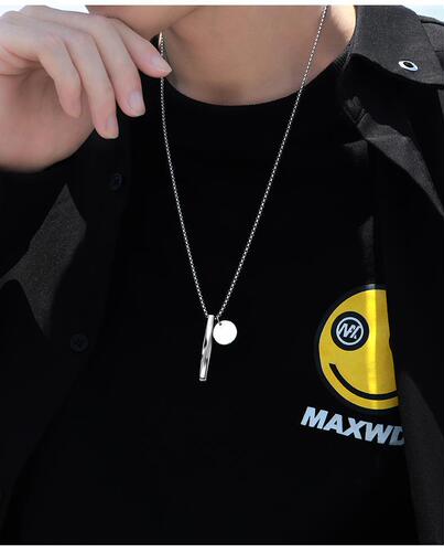 European and American minimalist spiral pendant personalized stainless steel titanium steel necklace creative punk men's pendant