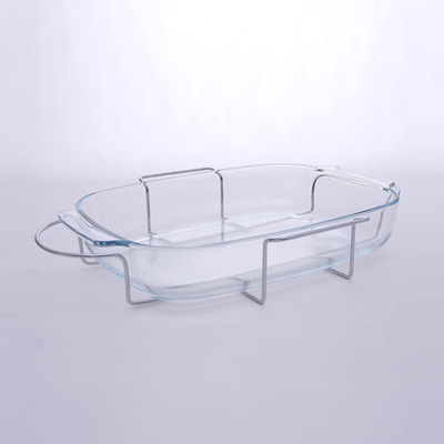 3.7L外貿雙耳烘焙烤盤土豆泥烤盤水果盤帶鐵架盤家用戶外蒸烤魚盤