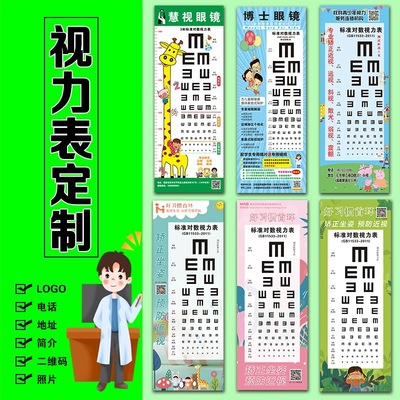 standard Logarithmic Visual acuity chart customized advertisement printing logo Shop Name children advertisement PVC Visual acuity chart Propaganda student