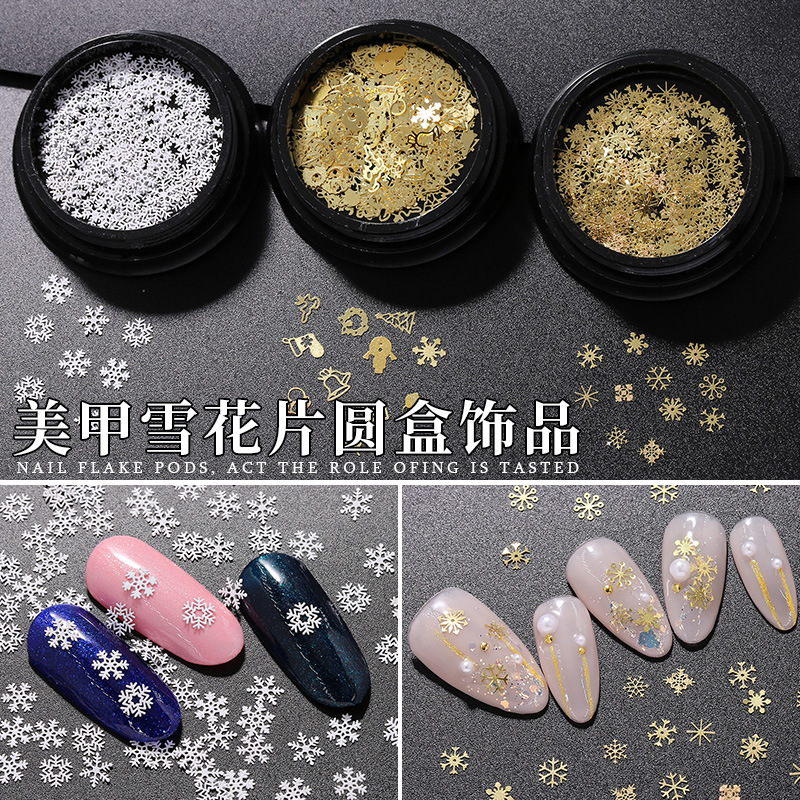 Christmas Ornaments Manicure Nails Snowflake Computer Pieces White Gold Mixed Metal Patches Christmas Nail Art Accessories