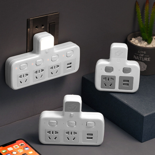 Wireless Smart Surge Protector Plug Adapter with Night Light, Multi-port USB Extension Cord with Rotating Connector