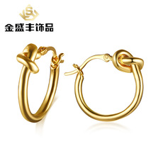 earrings 法式设计打结耳环 女士金色钛钢耳环银色耳环批发ME-230