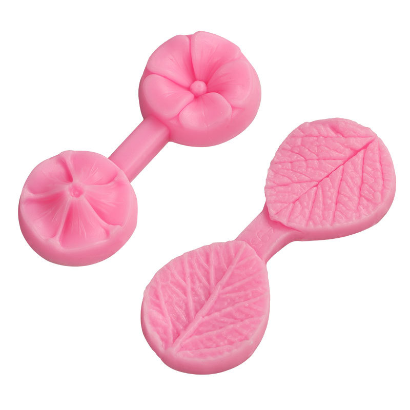 Múltiples molde de doble cara en relieve decoración de la torta fondant molde de silicona DIY textura de la flor Pétalo trébol de cuatro hojas molde de presión