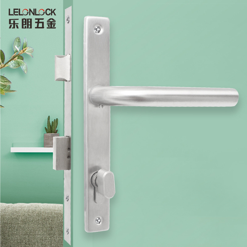 Cerradura de puerta de aluminio de acero inoxidable estándar europeo personalizada cerradura de mango de marco estrecho 85 agujeros cerradura de puerta de traducción de aleación de aluminio