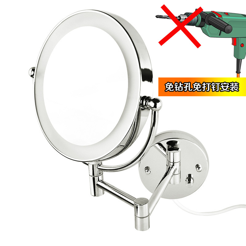 Baño de pared espejo de maquillaje Hotel baño plegable telescópica lámpara LED belleza libre perforación lupa